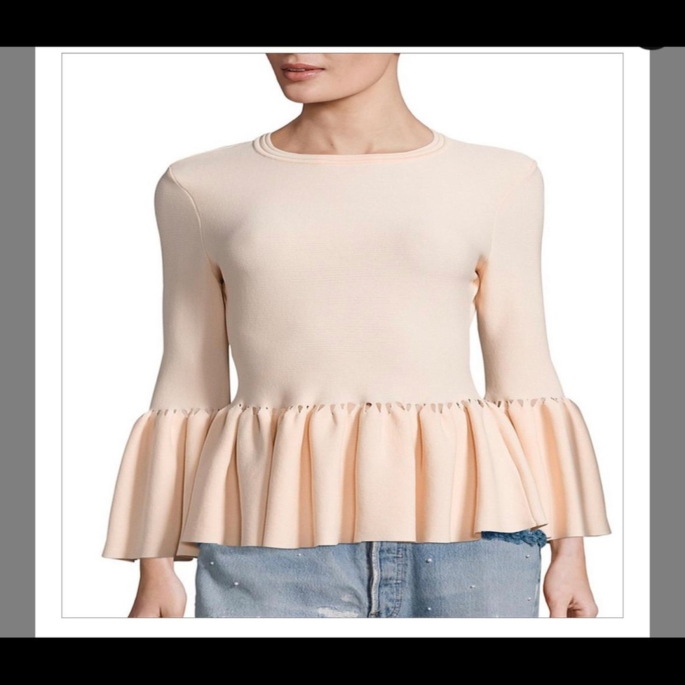 Jonathan Simkhai KNIT PEPLUM PINK TOP